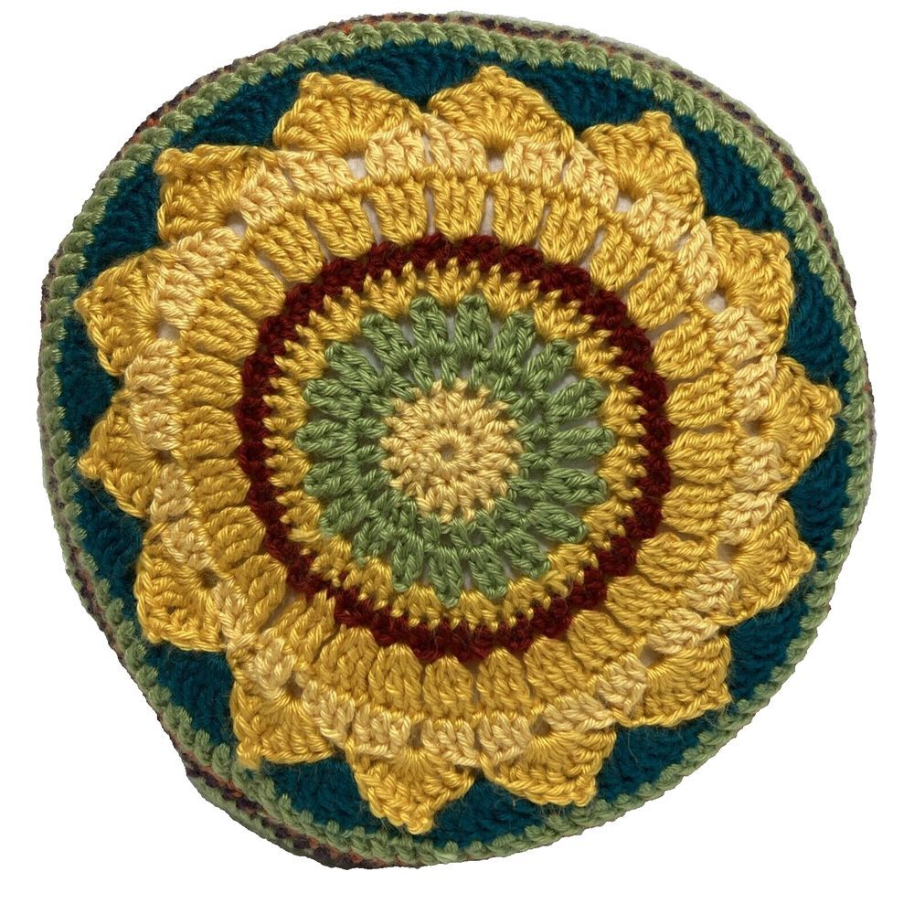 Mandala‎ Handmade Crochet Round Throw Pillow Decor Cushion 12" Multicolor